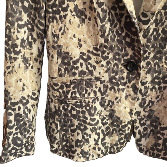 Joie Mehira B Linen Animal Leopard print Blazer - Picture 9 of 16